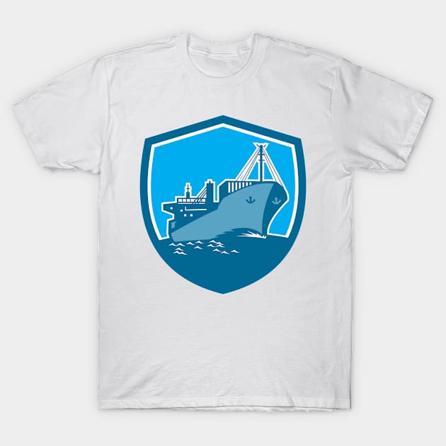 Container Ship Cargo Boat Shield Retro T-Shirt by patrimonio